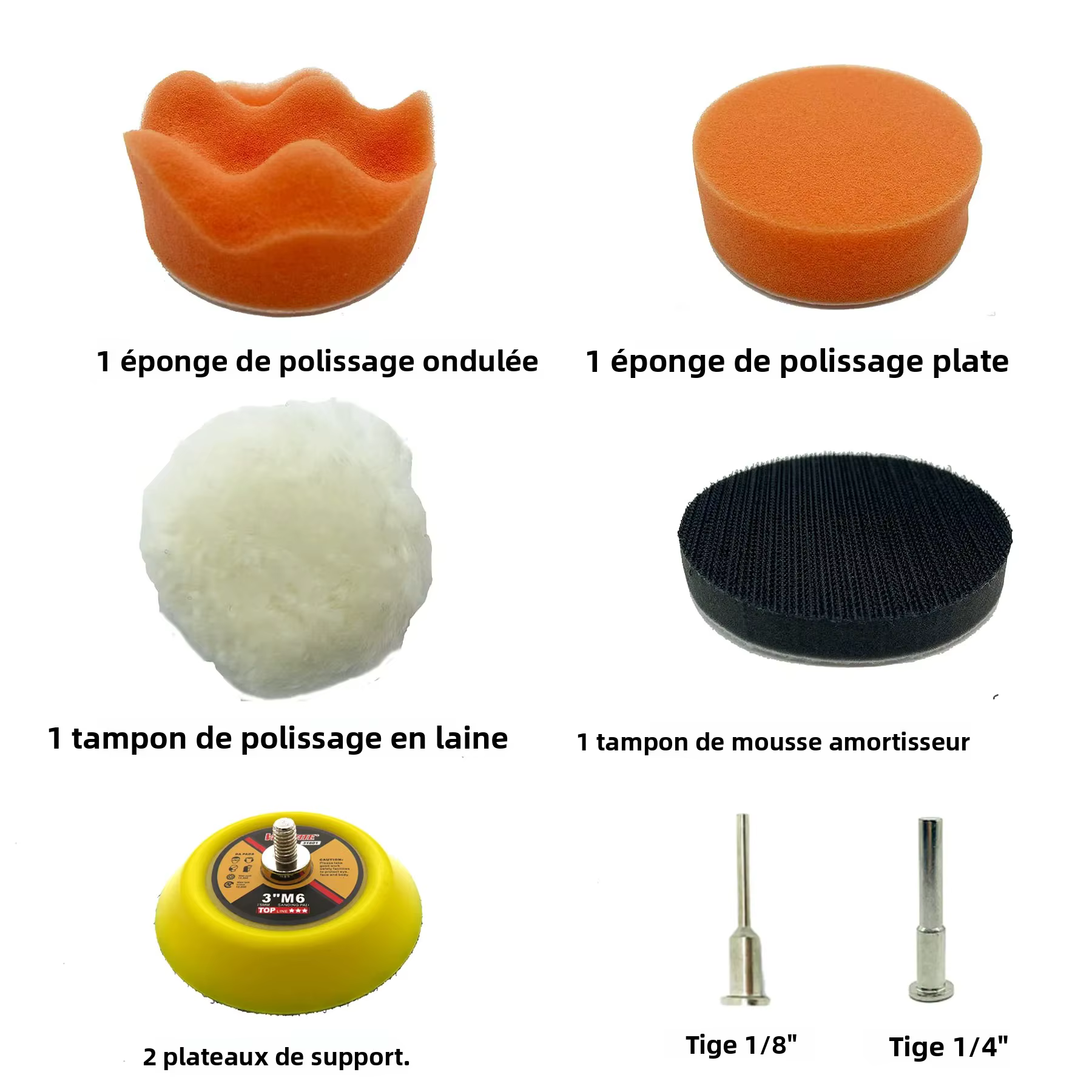 Kit de papier de verre de 3 pouces
