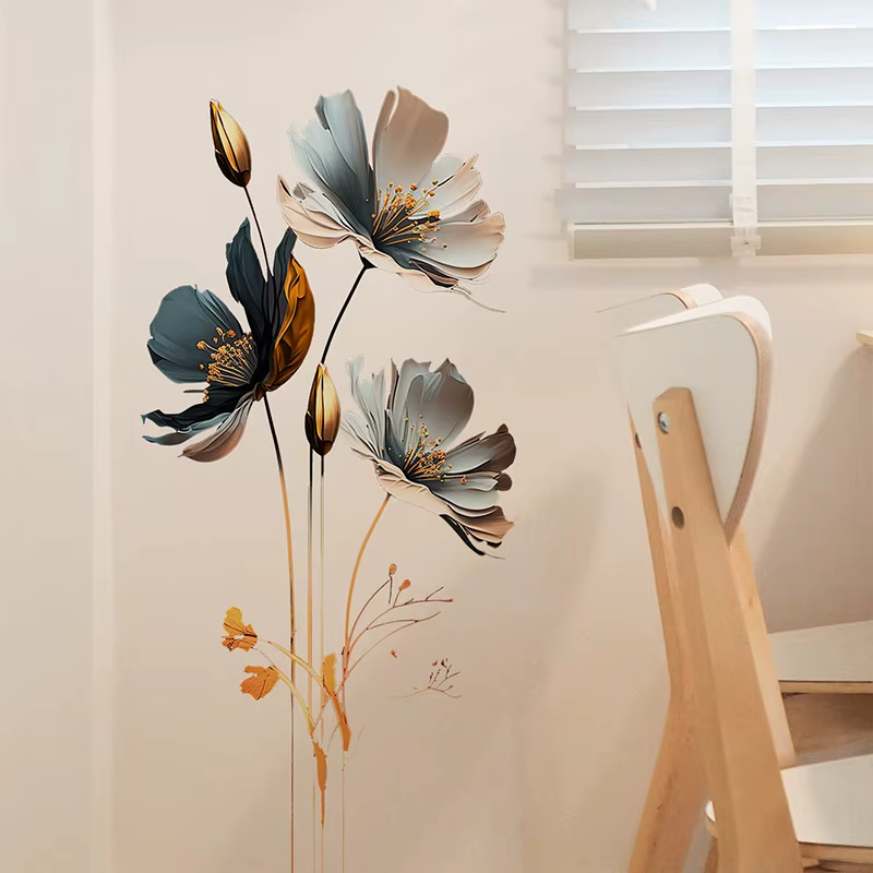 Autocollant mural de fleurs magnifiques pour décoration de fond de salon