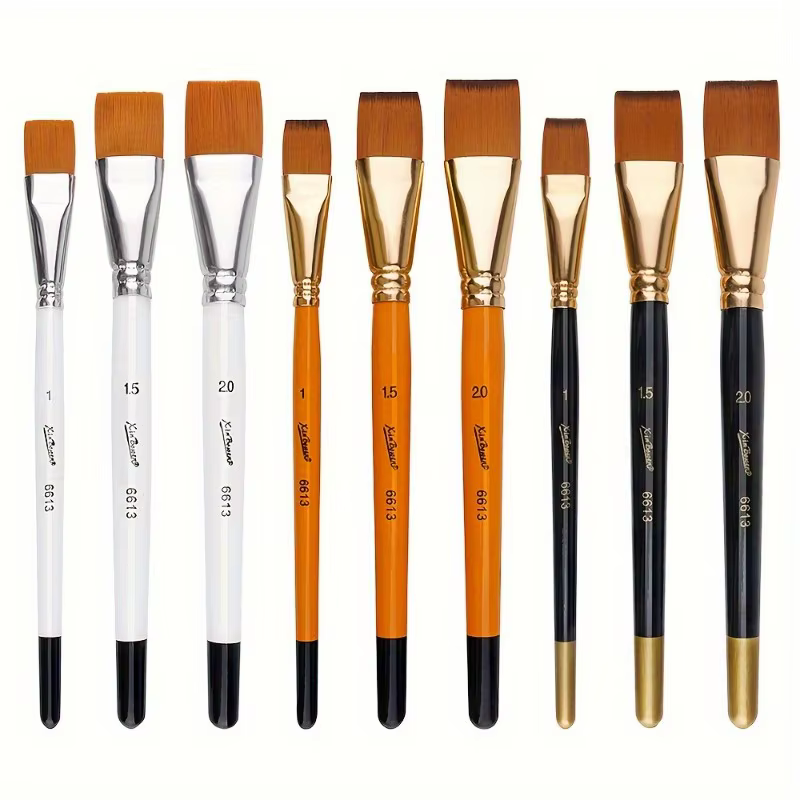 Pinceaux plats professionnels en acrylique pour aquarelle