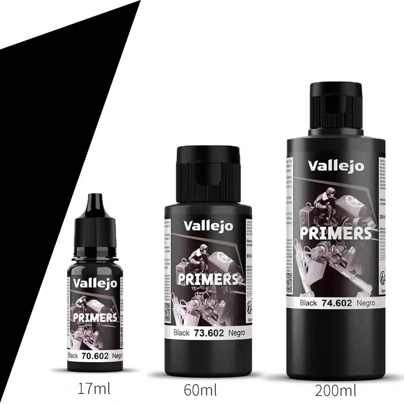 Vallejo | Apprêt acrylique noir | Finition mate et séchage rapide | Parfait pour l'aérographe et une excellente adhérence à la mode des figurines et à l'échelle