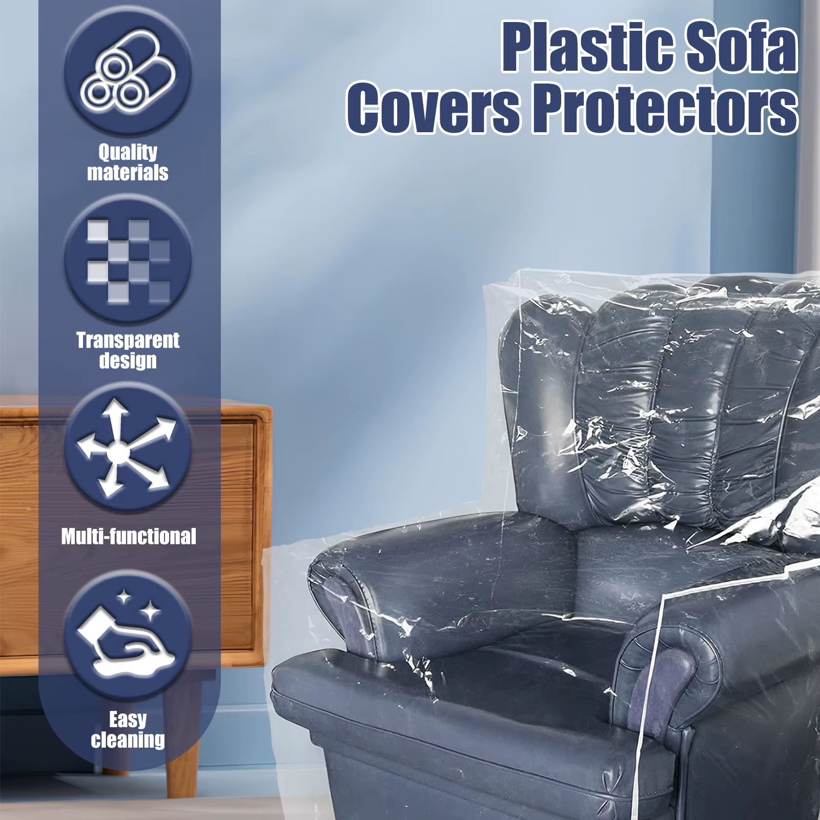 Housses de canapé en plastique transparent pour salon, protection anti-rayures imperméable pour animaux de compagnie, fauteuil, canapé, chat, nouveau