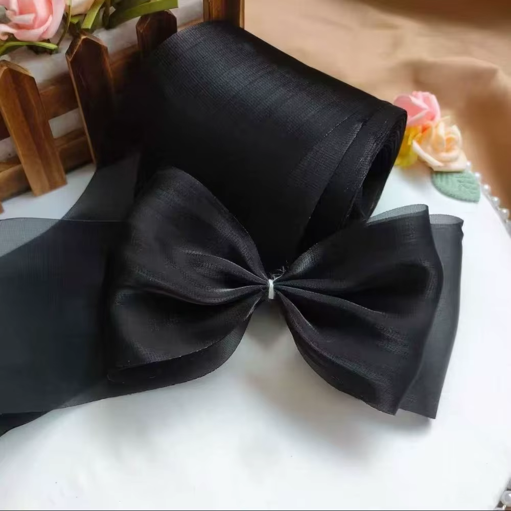 Ruban fluide large de 8 cm en mousseline de soie et organza