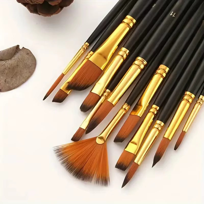 Ensemble de pinceaux de peinture professionnels à détails fins (12 pièces) – Pour l'huile