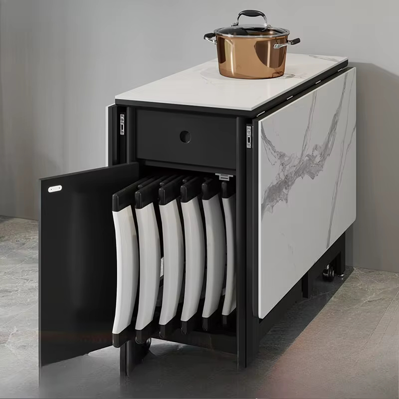 Table à manger basse étanche, Design minimaliste noir, cuisine moderne, mécanisme d'extension, meubles Esstisch