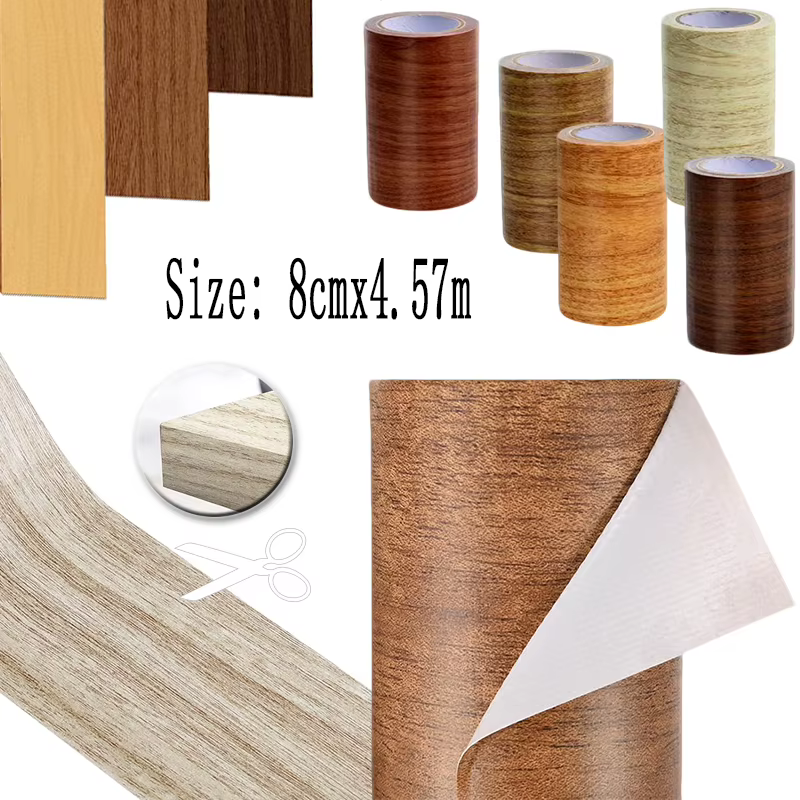 Ruban adhésif de réparation de Grain de bois véritable 8cm x 4.5M/rouleau pour la rénovation de ligne de plinthe de
