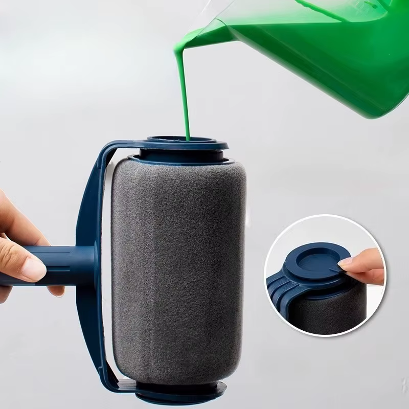 Rouleau de peinture rechargeable facile à remplir avec rangement intégré pour peindre les murs