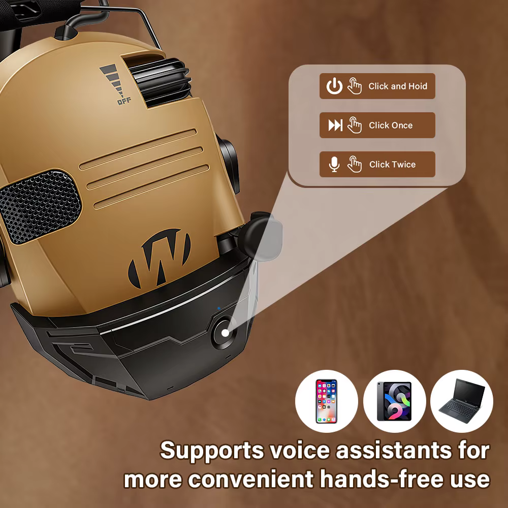 Protège-oreilles électroniques Bluetooth pour le tir, protection auditive, réduction du bruit, amplification du son, protection auditive avec étui