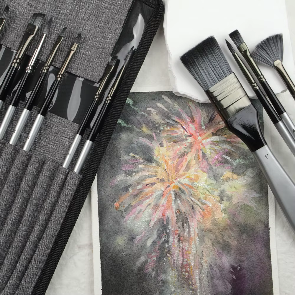 24 pièces différentes formes argent gris peinture pinceau ensemble pour Gouache aquarelle