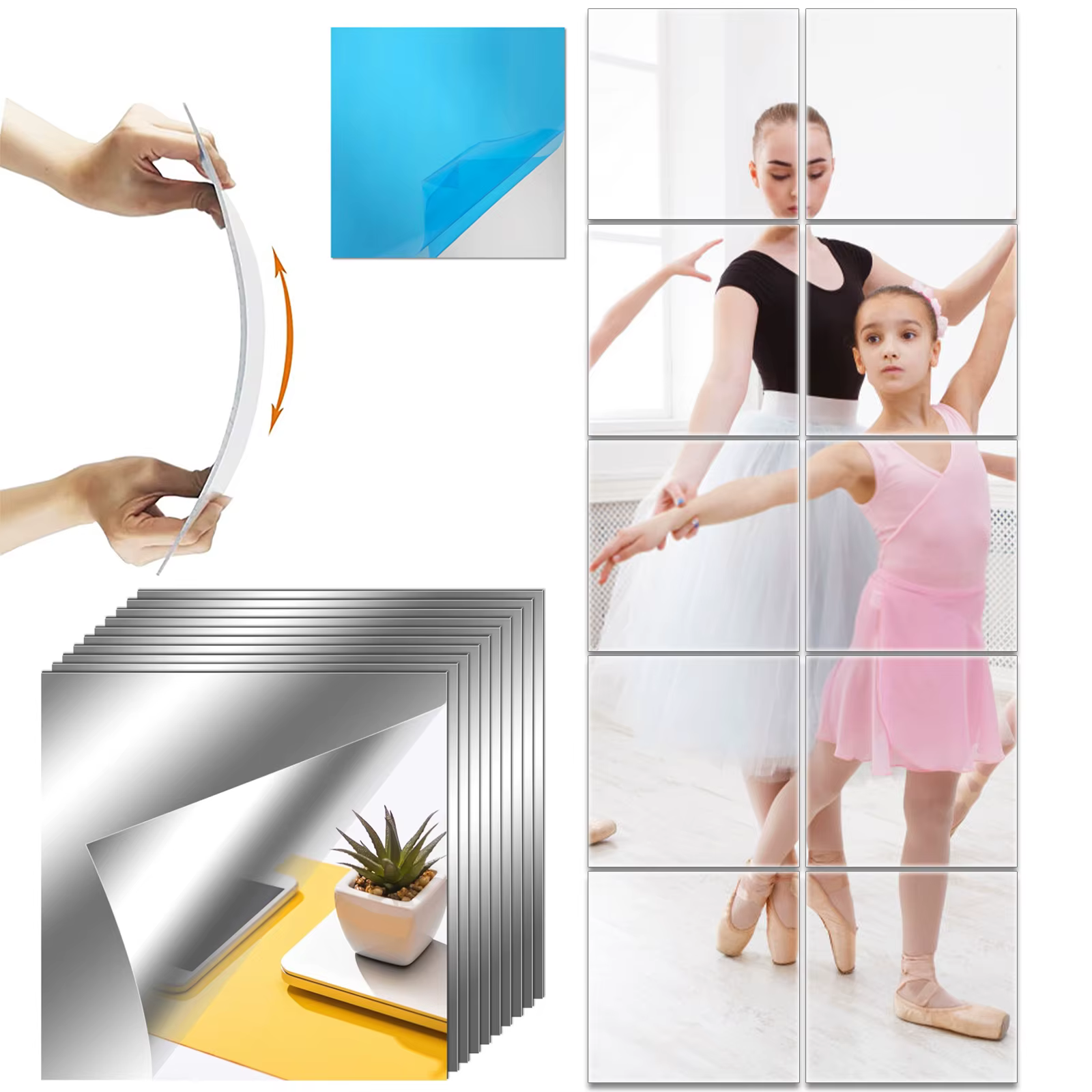 Feuille de miroir autocollante flexible sans verre