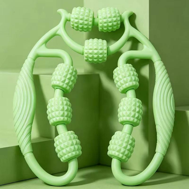 Masseur de jambes à 9 roues 360° ° Outil de massage enveloppant pour la relaxation des muscles des jambes, des bras et des cuisses, yoga, fitness, amincissement