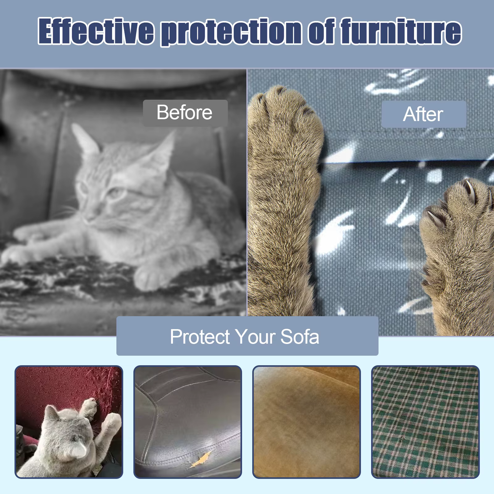 Housses de canapé en plastique transparent pour salon, protection anti-rayures imperméable pour animaux de compagnie, fauteuil, canapé, chat, nouveau
