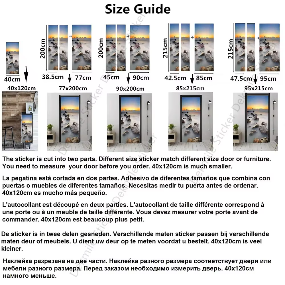 Papier Peint Auto-Adhésif 3D en Vinyle pour Portes en Bois