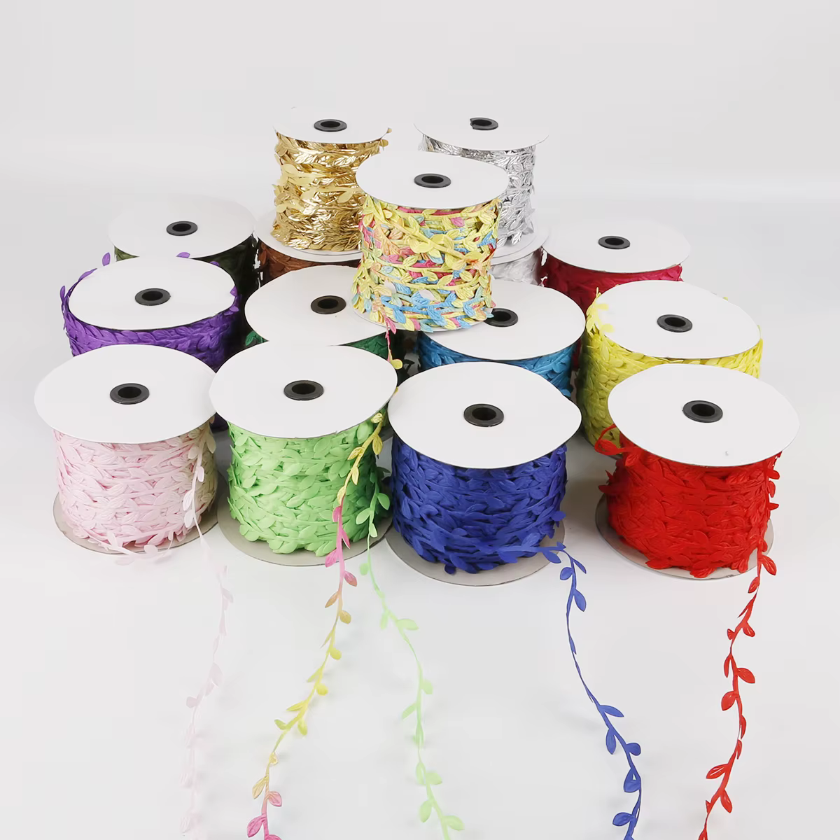 10m 3CM de large coloré broderie Polyester tissu feuilles rubans garnitures fleur pour coudre ruban fête thème Costume décorations