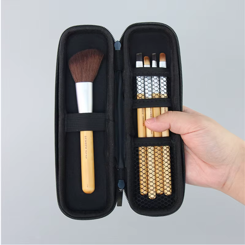 Trousse de Voyage pour Pinceaux de Maquillage, Sac Cosmétique, Organisateur de Rouge à Lèvres et Stylos, Boîte de Rangement pour Outils de Beauté, Pochette Longue à Fermeture Éclair pour Pinceaux de M