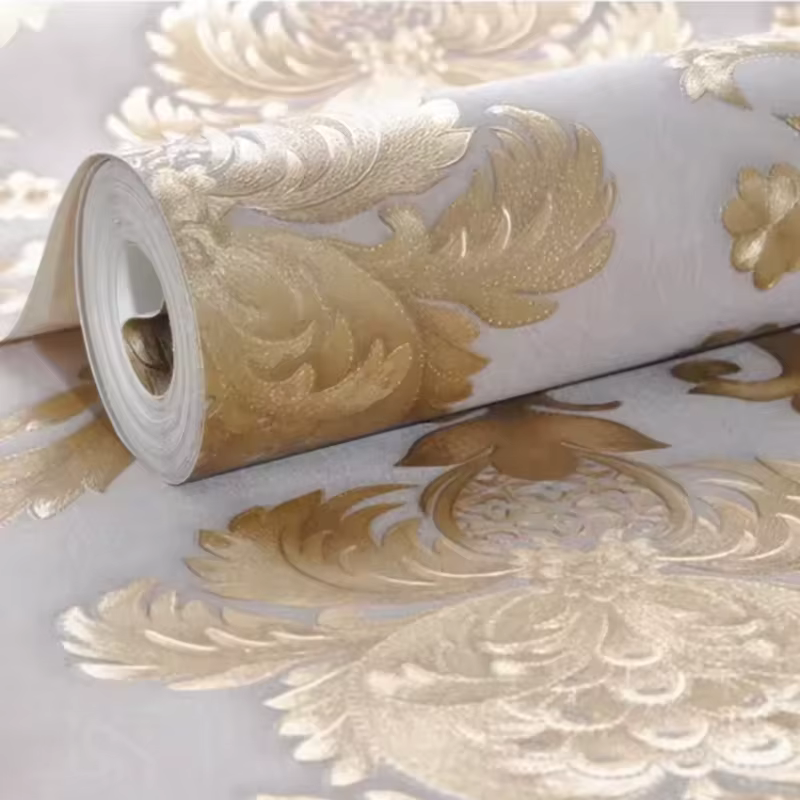 1 rouleau de papier peint doré antique de 53 cm de large