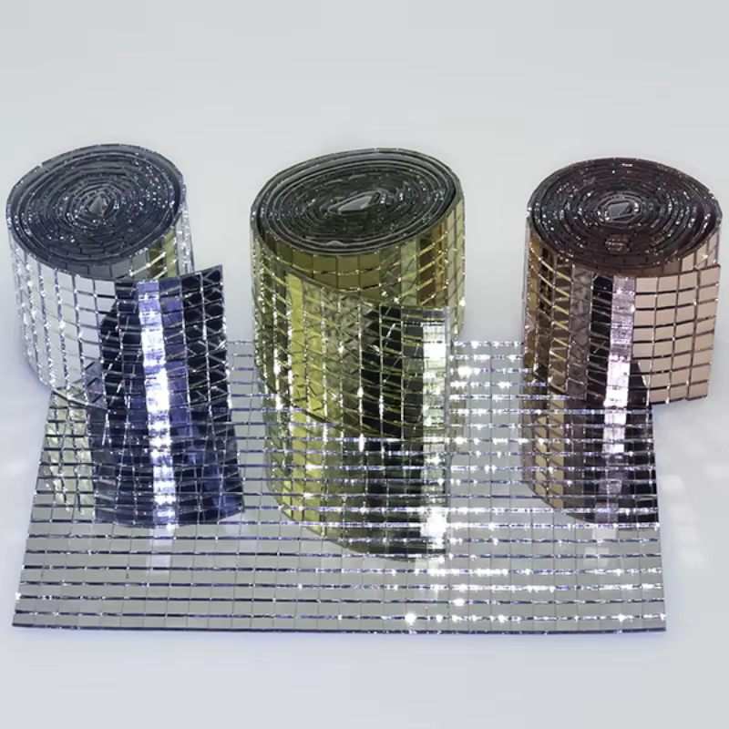Rouleau d'autocollants de carreaux de mosaïque miroir en verre véritable