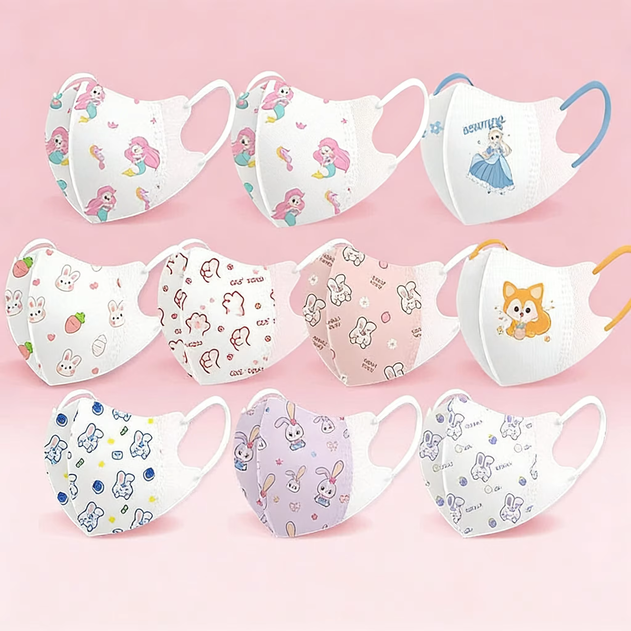 Masques faciaux jetables pour enfants, 30 pièces, masques de protection imprimés de dessins animés mignons, 3 plis, respirants, confortables, conception à boucle auriculaire
