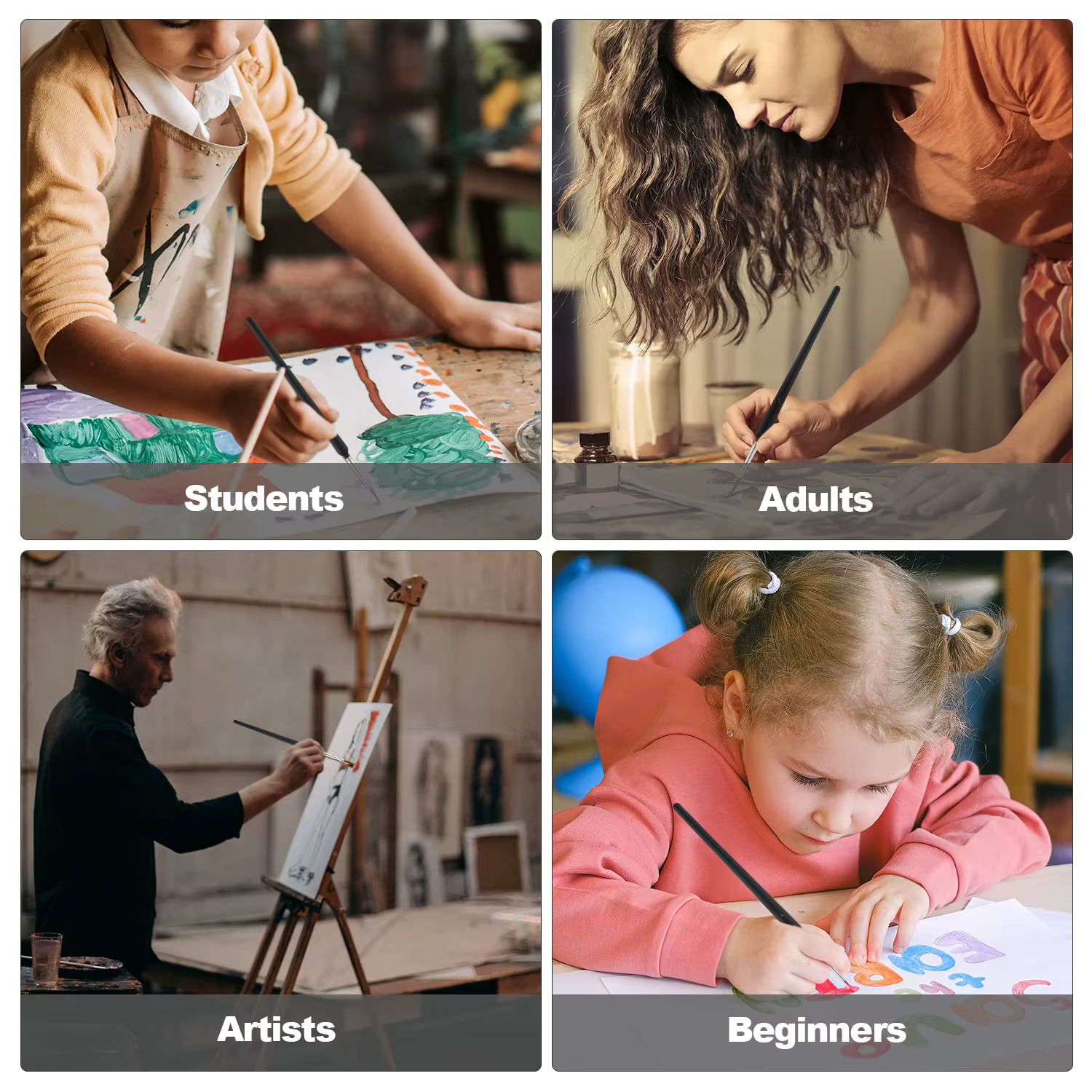 11 pinceaux miniatures pour peinture artistique