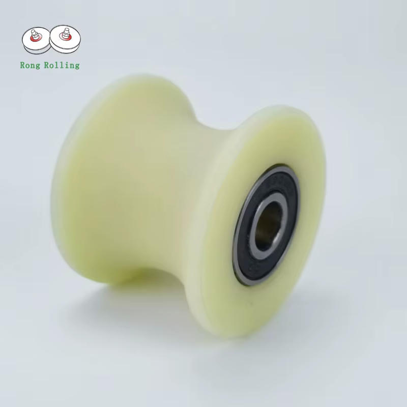 Rouleau en nylon à rainures coulissantes, diamètre 60 mm, épaisseur 48 mm, diamètre de la rainure en U 50 mm, roue en nylon pour portail avec double roulements 6201RS