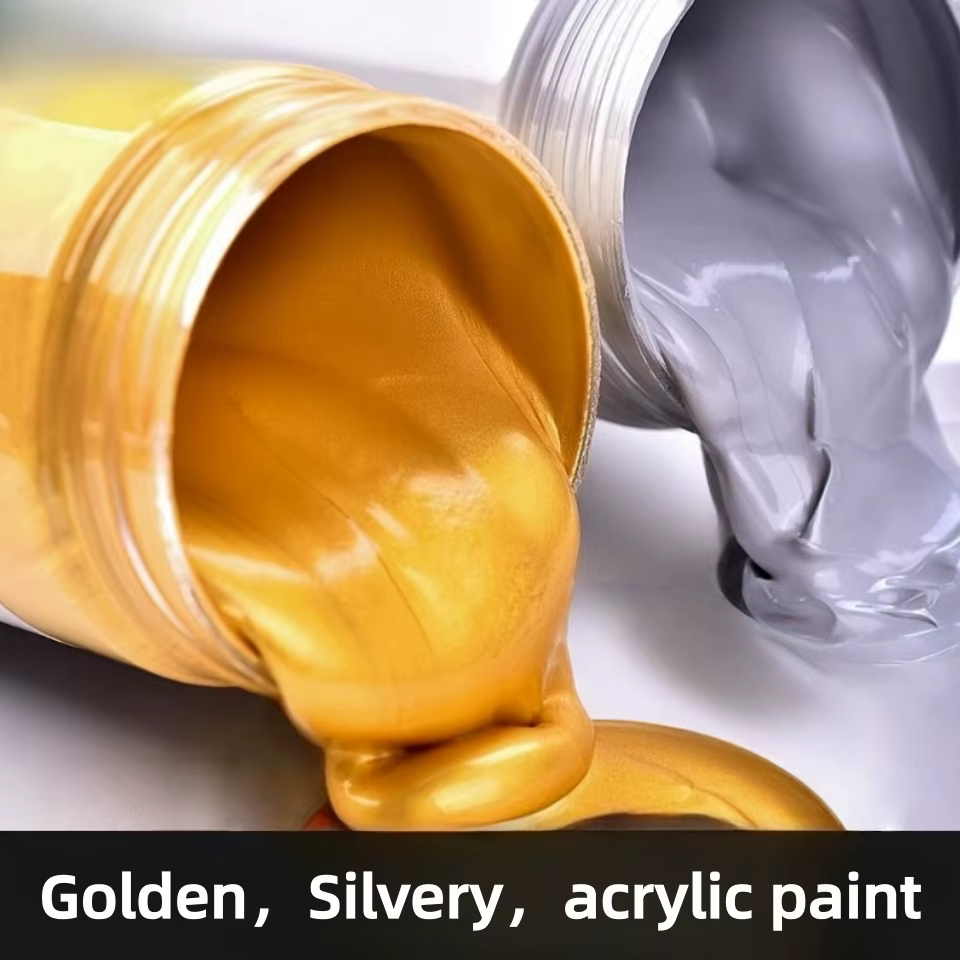 Peinture acrylique dorée et argentée de 50 ml