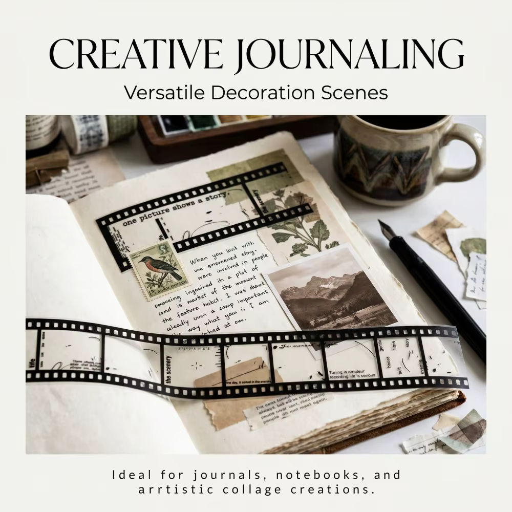 Rubans adhésifs PET à thème rétro cinéma pour scrapbooking