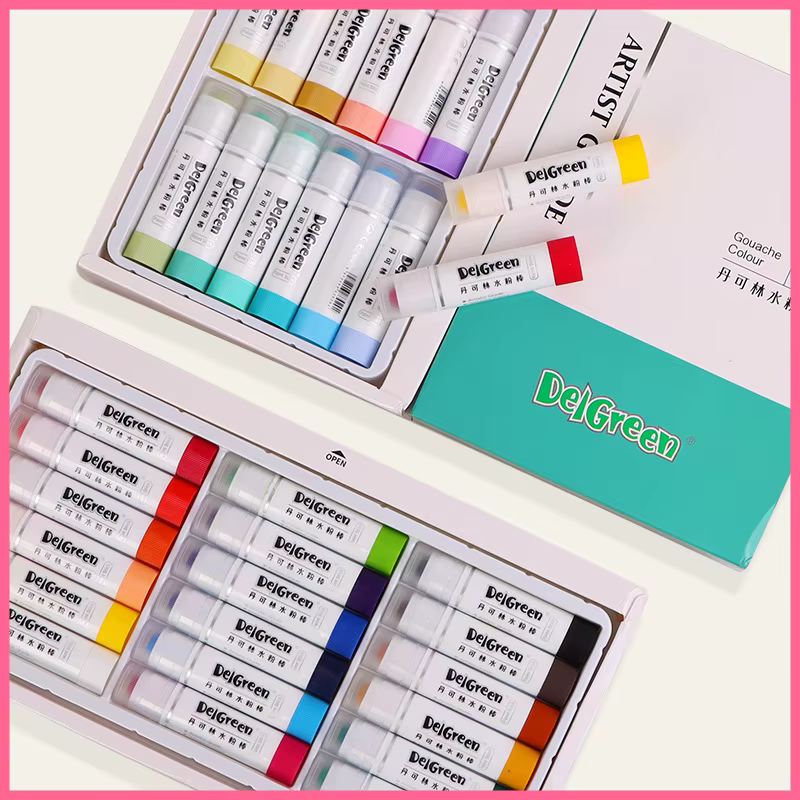 Lot de 12/24 couleurs de gouaches solides douces