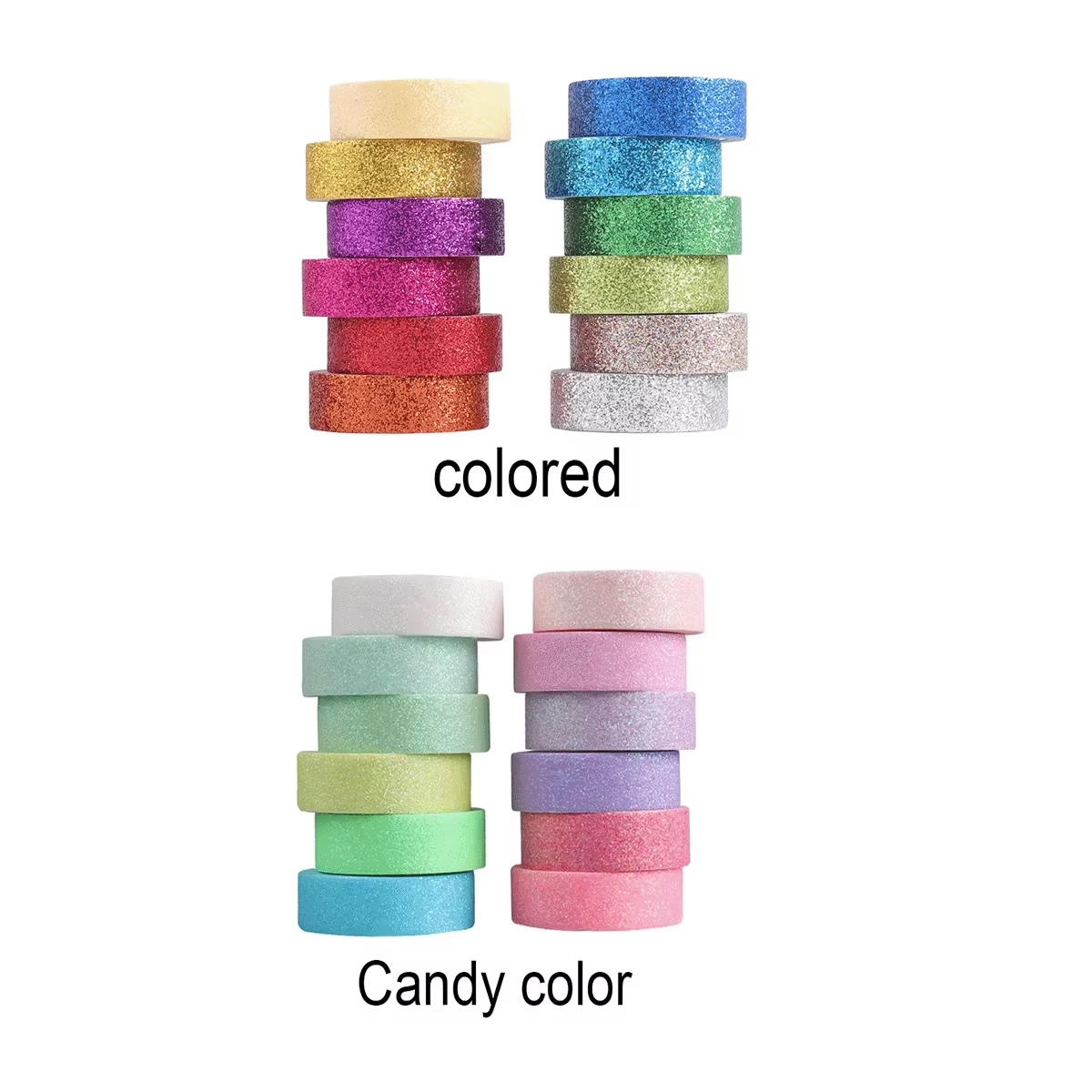 Ensemble de 12 rouleaux d'autocollants à paillettes colorées