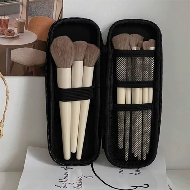 Sac de rangement multifonctionnel pour pinceaux de maquillage, organisateur de voyage Portable, pochette à cosmétiques en maille, rangement de lavage, outils de beauté légers