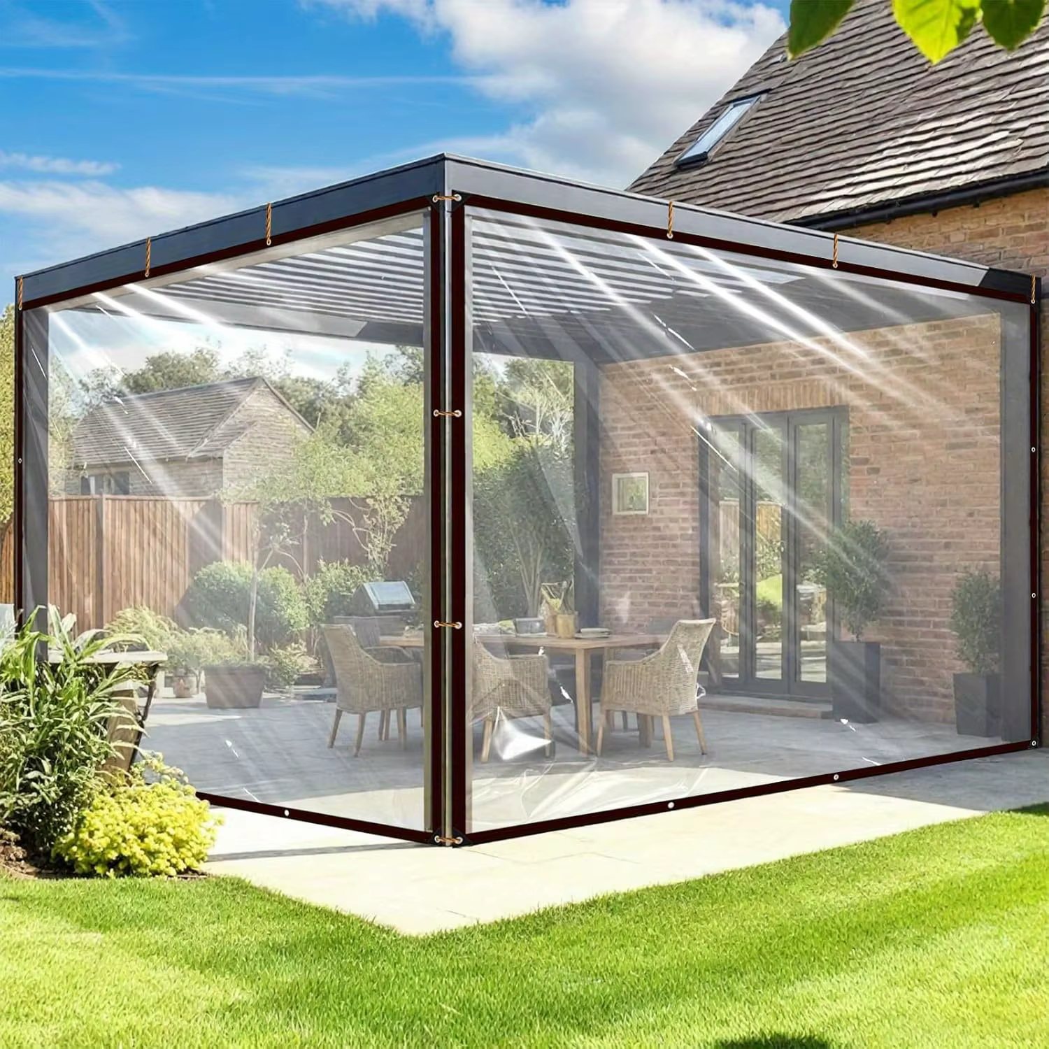 Bâches transparentes avec œillets – Bâche transparente pour jardins extérieurs