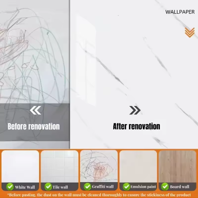 1 rouleau de papier peint auto-adhésif imitation carrelage en marbre