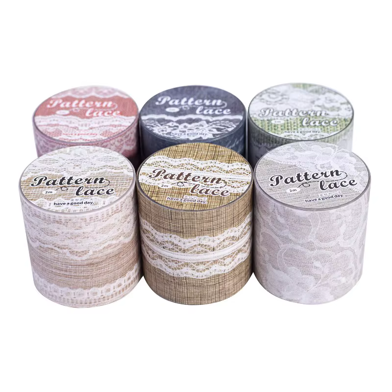 Rouleau de rubans adhésifs en dentelle, série d'autocollants en tissu, bande de fond texturée ondulée, fournitures pour manuels à boucle de rêves de terre, 40mm x 2m, 1 rouleau