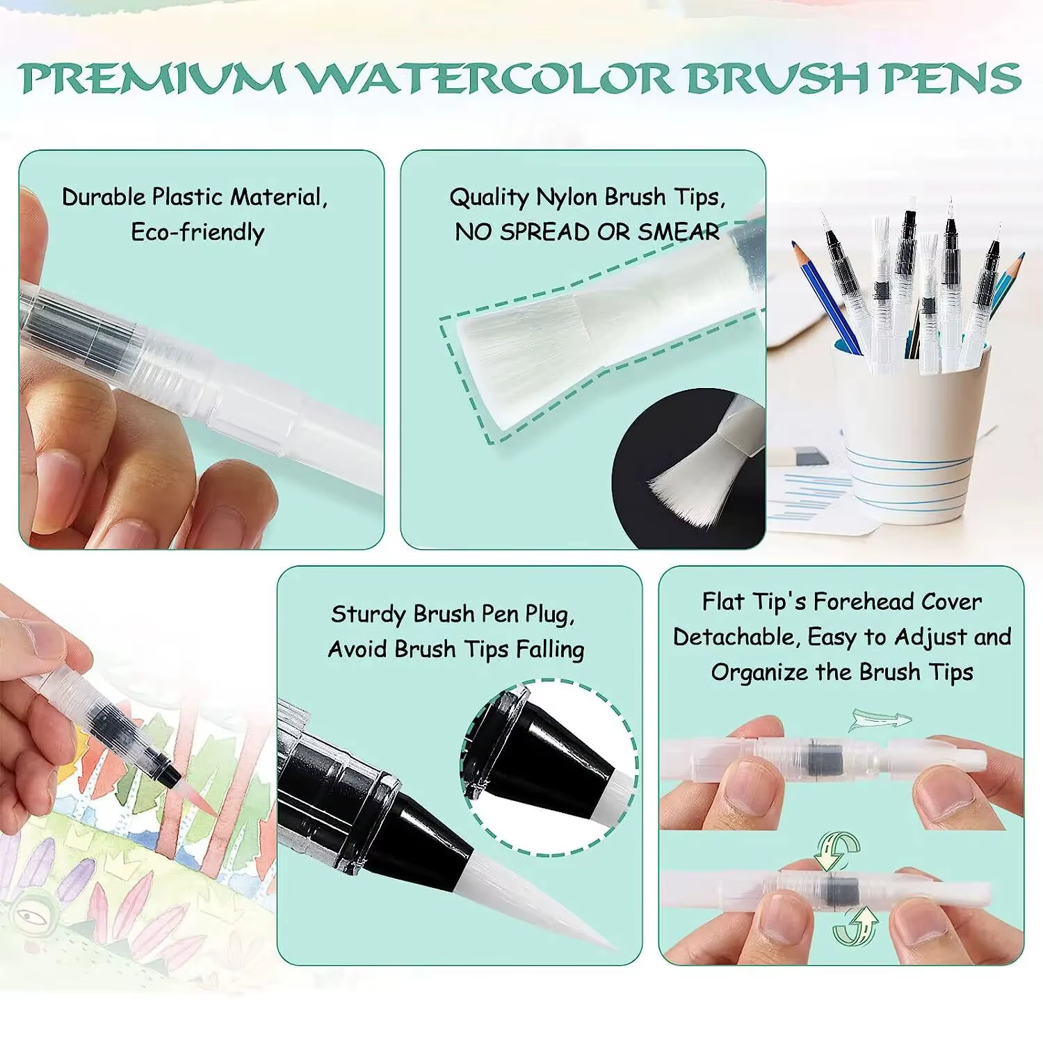 Stylos pinceaux pour aquarelle 12/24 pièces