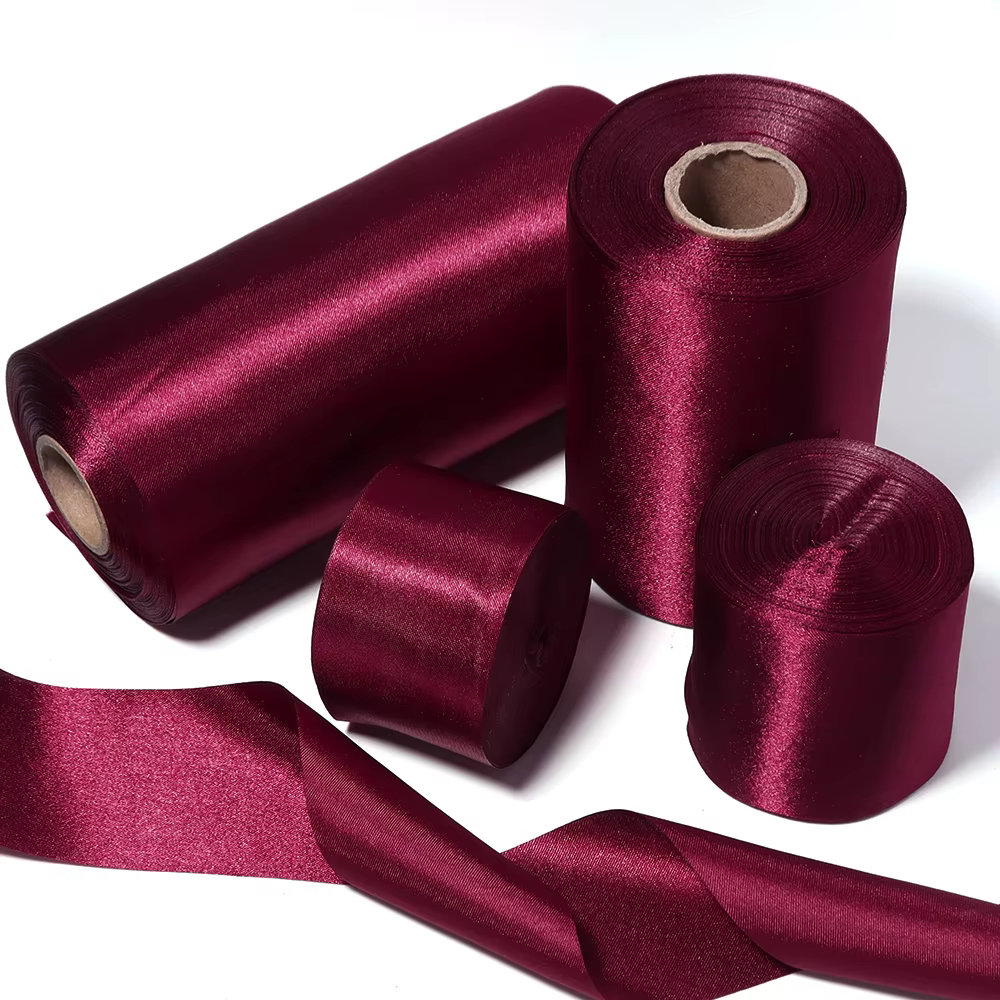 Ruban en satin rouge bordeaux 40/50/60/100/150 mm de large pour chemin de table de mariage