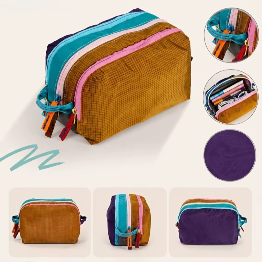 Étui de voyage pour pinceaux de maquillage, organiseur de cosmétiques avec compartiments pour pinceaux, couleur dopamine, pochette de rangement portable pour produits de beauté