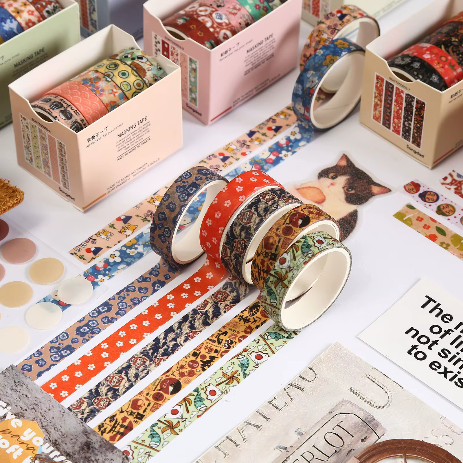 Ensemble de 5 rouleaux de ruban Washi de style japonais