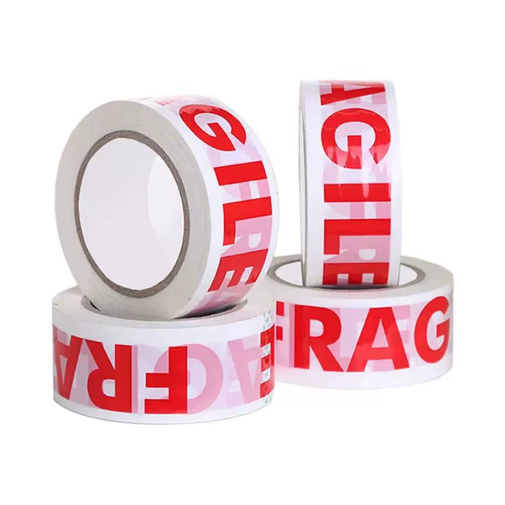 1/2 Rouleau de Ruban Adhésif de Sécurité Rouge Fragile 48W*50 Mètres