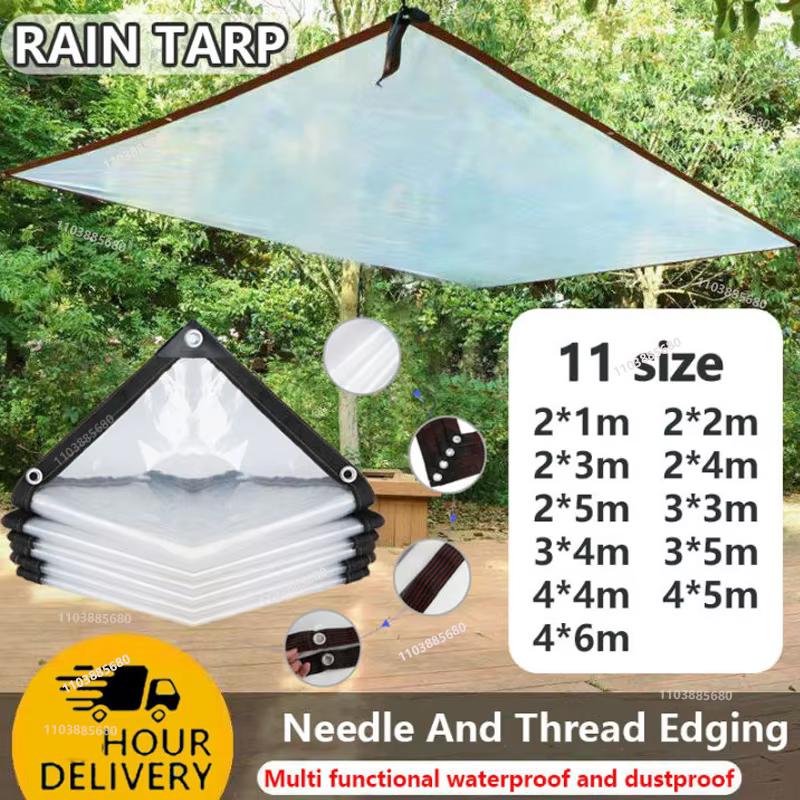 Bâche transparente imperméable légère pour ombrage et protection contre la pluie