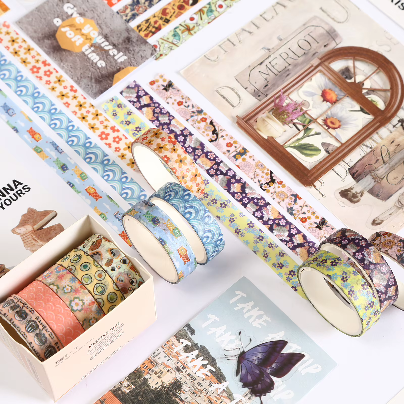 Ensemble de 5 rouleaux de ruban Washi de style japonais