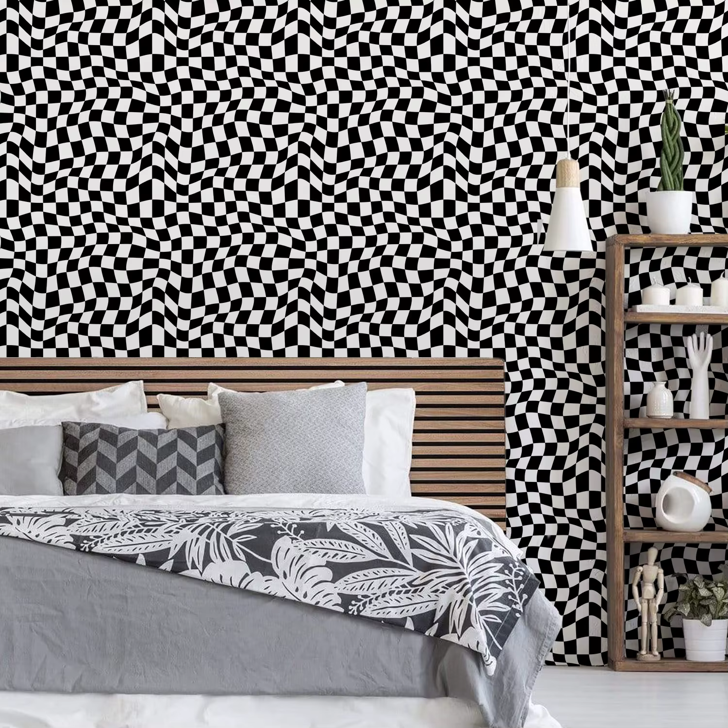 Papier peint texturé en damier pour la décoration intérieure, autocollants de meubles classiques, autocollants muraux imperméables, chambre à coucher parfaite