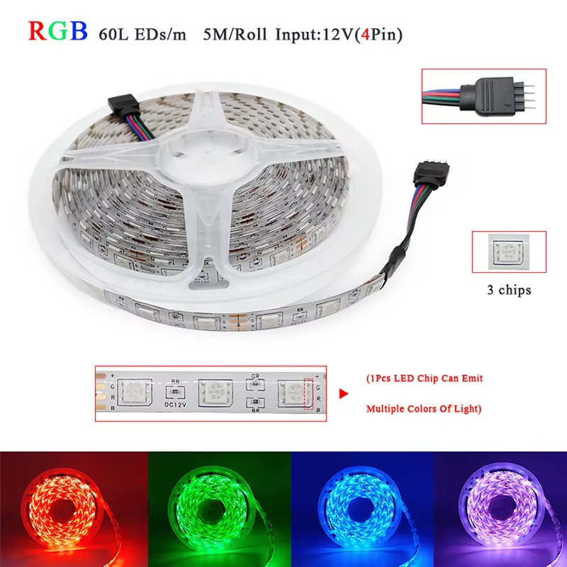 Bande lumineuse LED RGB RGBW, 60 diodes/m, étanche, contrôle Wifi Alexa, ruban Flexible, Luces Led pour éclairage de décoration de pièce