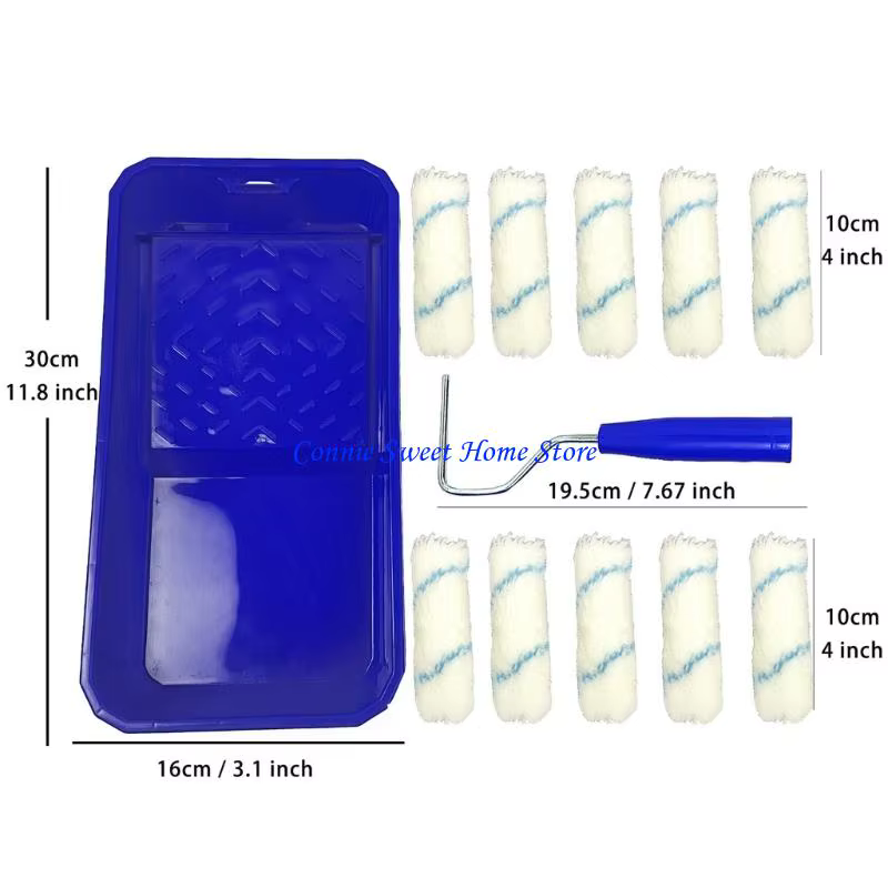 LXAF 4 pouces mousses rouleau brosses bleu rayure