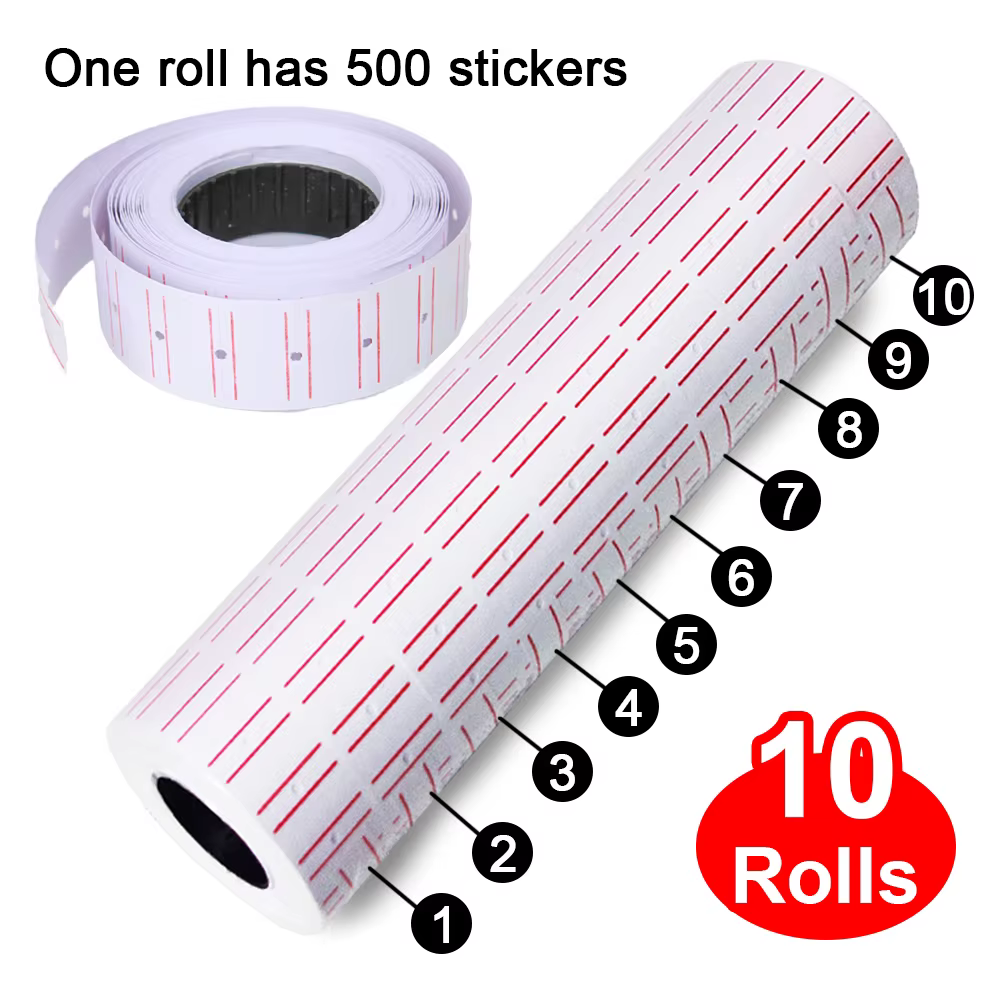 10 rouleaux d'étiquettes de prix à ligne unique