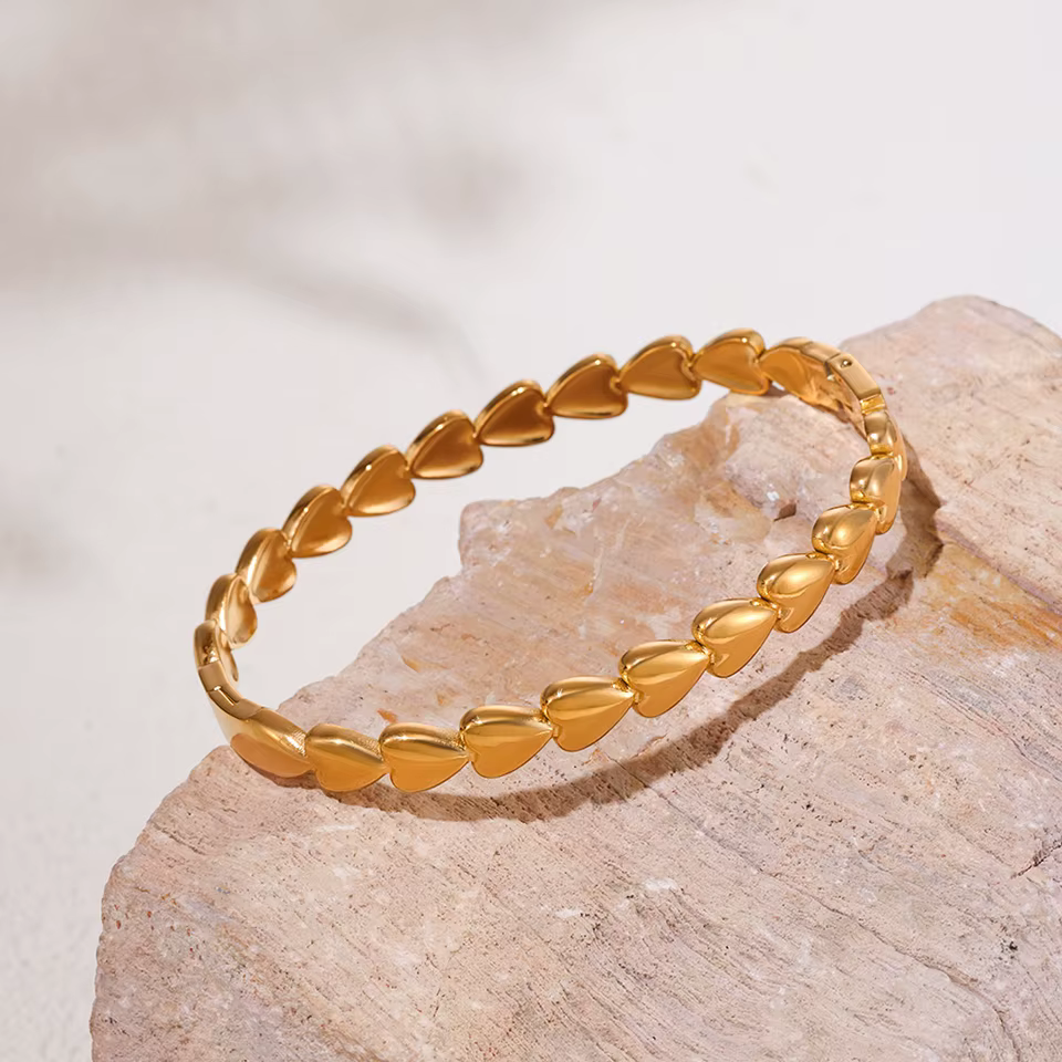 Bracelet manchette coeur pour femme, bracelets en acier inoxydable, plaqué or 18 carats, étanche, sans tarjuvenable