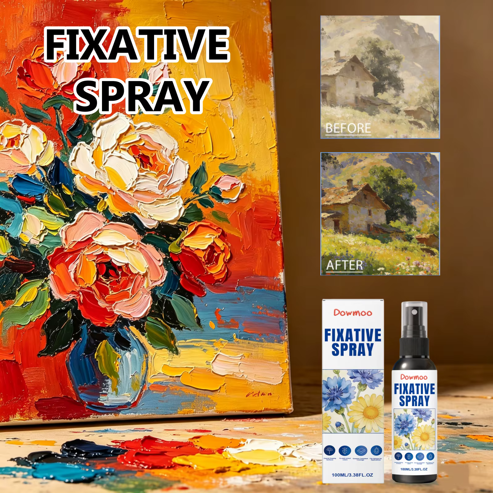 Fixateur en spray pour dessins et peintures