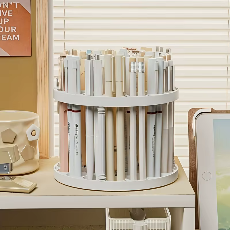 360 ° Porte-brosse rotatif – Organisateur en plastique blanc avec finition émaillée