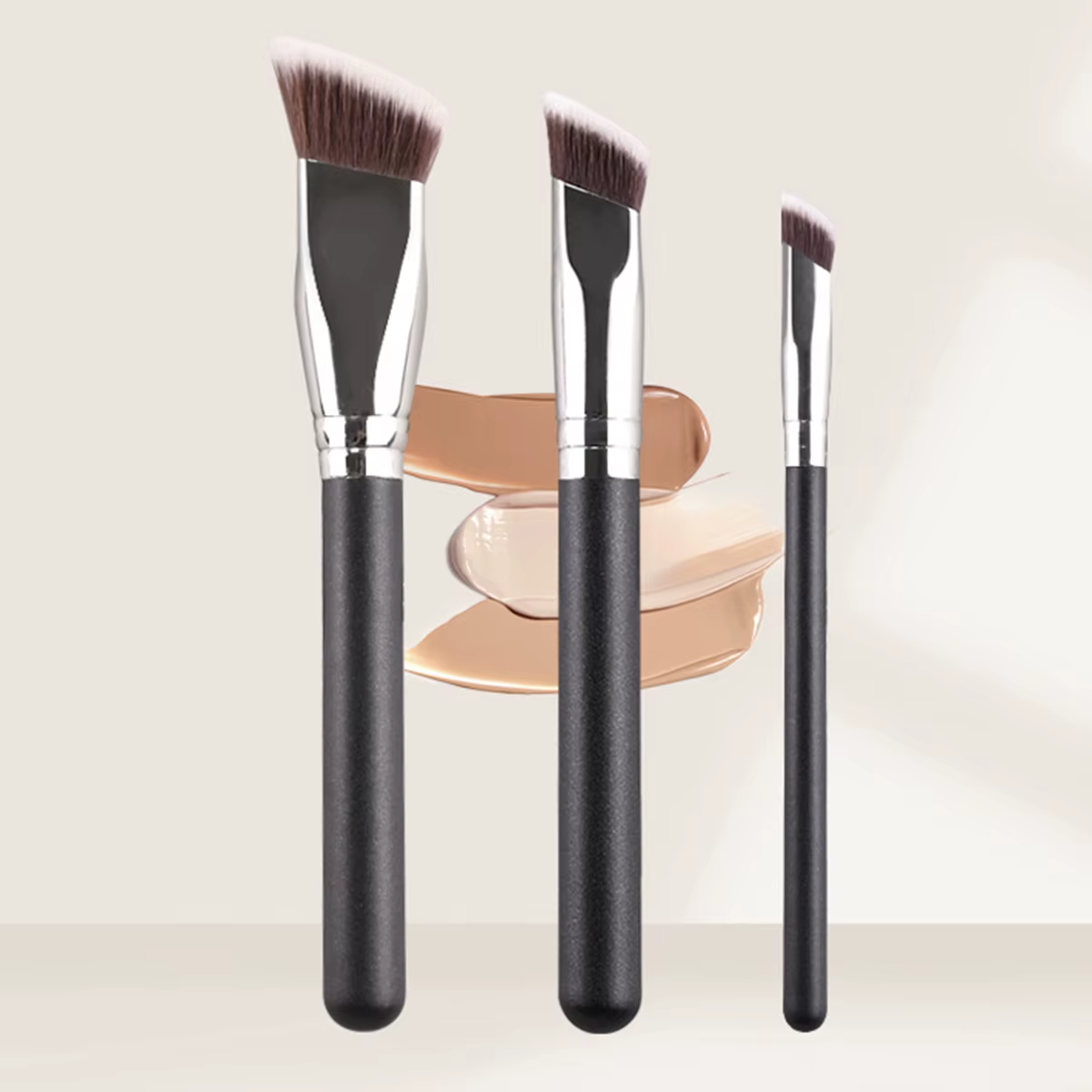 Pinceaux de maquillage professionnels inclinés pour poudre liquide, contouring, blush crème et fond de teint liquide – Outils de beauté professionnels
