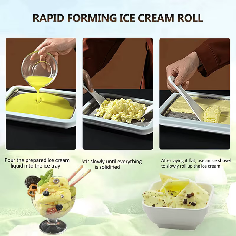 Machine à Crème Glacée Instantanée en Acier Inoxydable de Qualité Alimentaire, Congeler les Rouleaux de Yaogés Faits à la Main