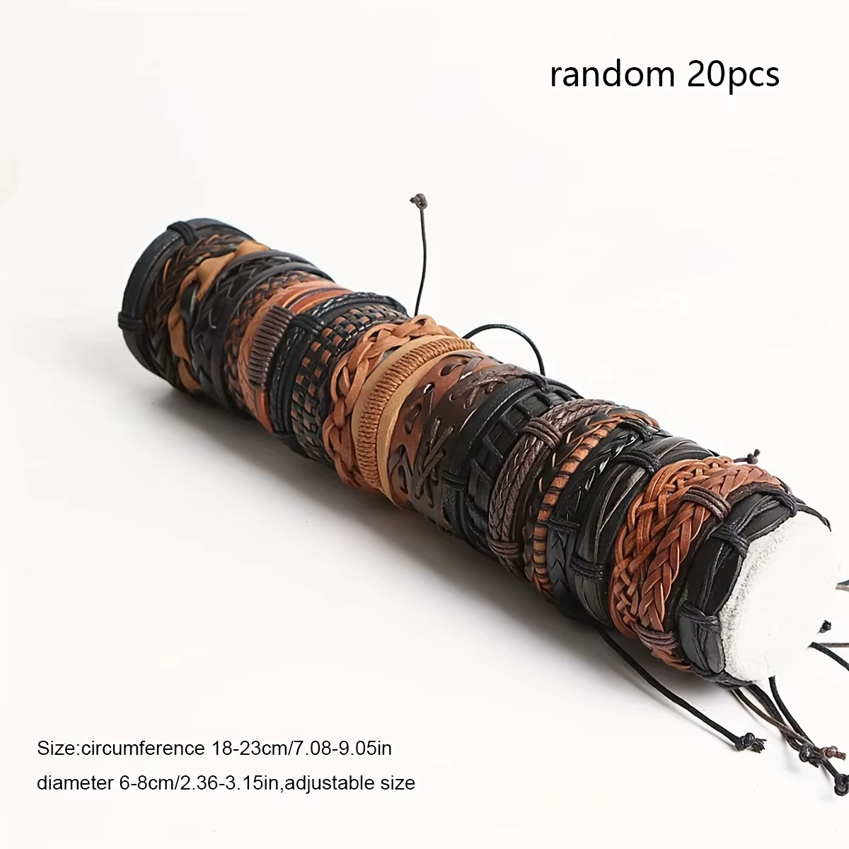 20 pièces Bracelets en cuir tressé pour hommes femmes envelopper perles de bois manchette Bracelet cordons de chanvre ethnique Tribal fait à la main Wrap Bracelet