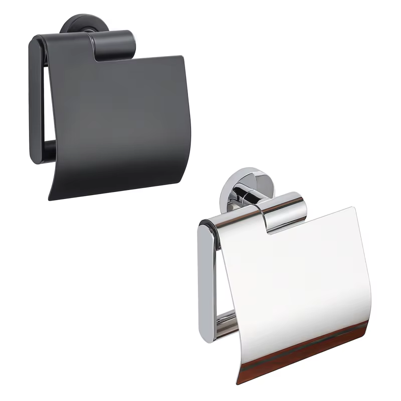 Porte-papier hygiénique noir avec couvercle, étagère murale, boîte à mouchoirs, organisateur de rouleaux de cuisine, accessoires de salle de bains en laiton de luxe