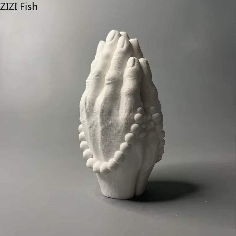 Zen bouddhiste bouddha main perles de prière plâtre Statue bureau décoration ornements œuvre créative Sculpture chambre décor esthétique